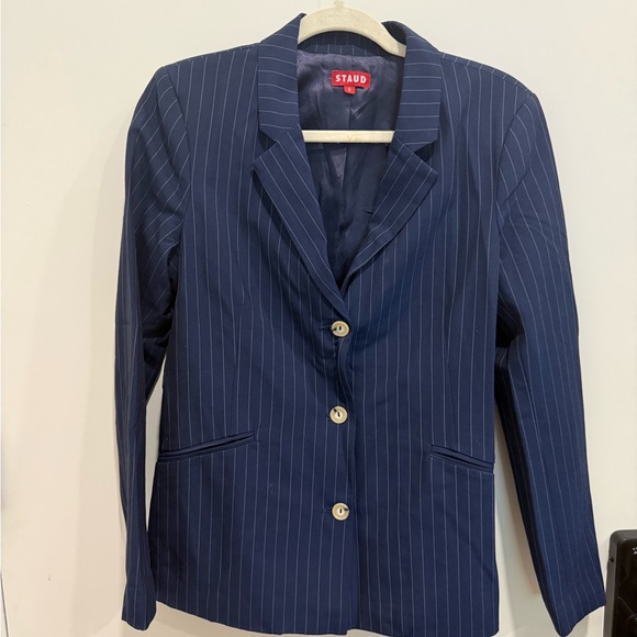 STAUD Jackets & Blazers - STAUD Navy Pinstripe Blazer Jacket
